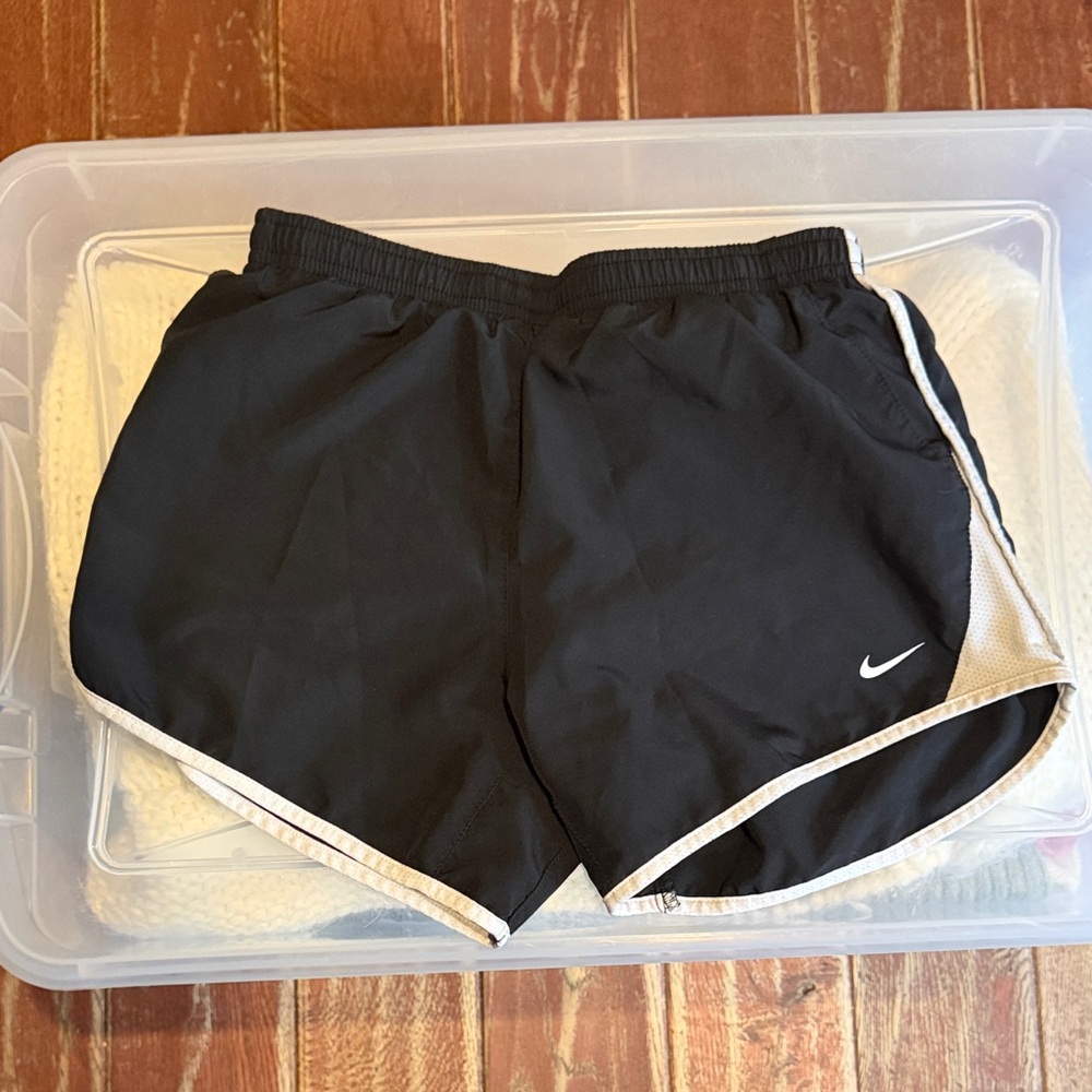 Girls Nike Black Athletic Shorts with White Trim